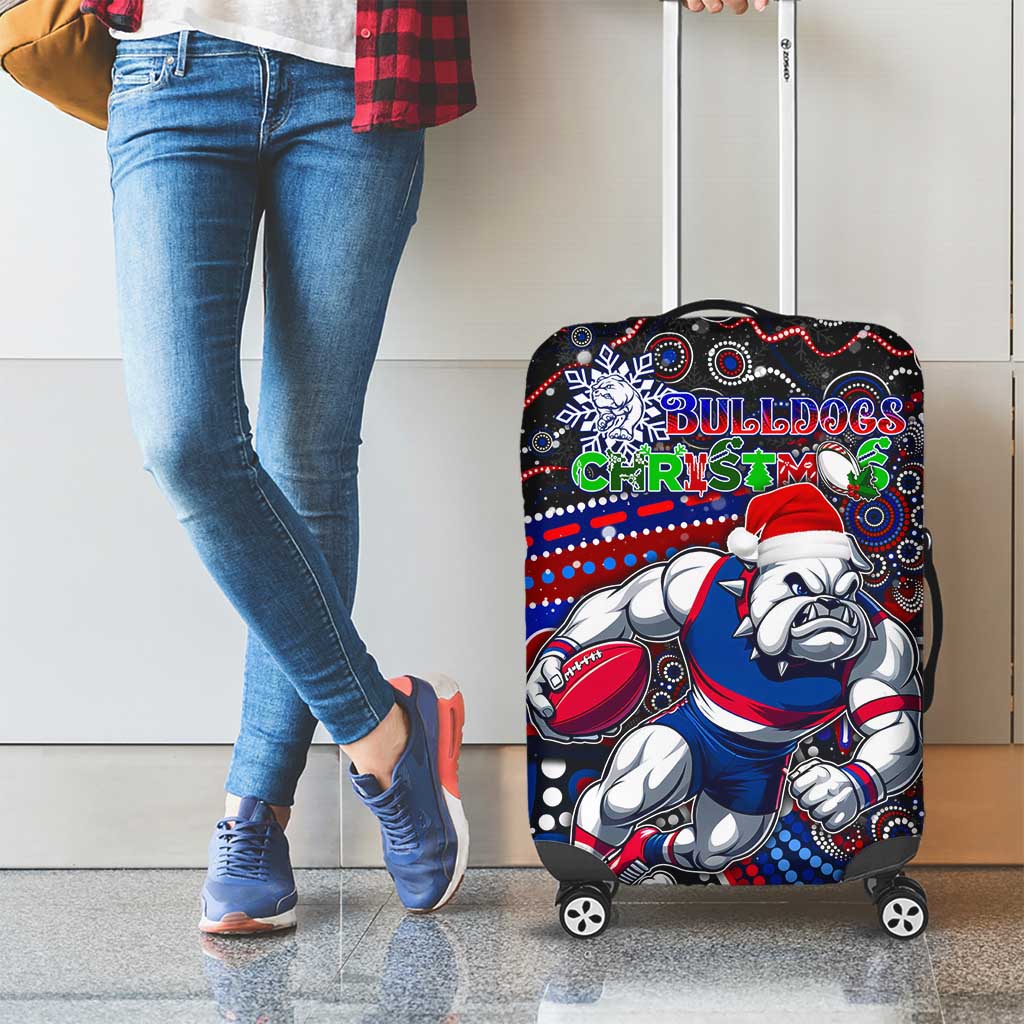 Merry Christmas AFL Bulldogs Luggage Cover Aboriginal Santa Football Mascot