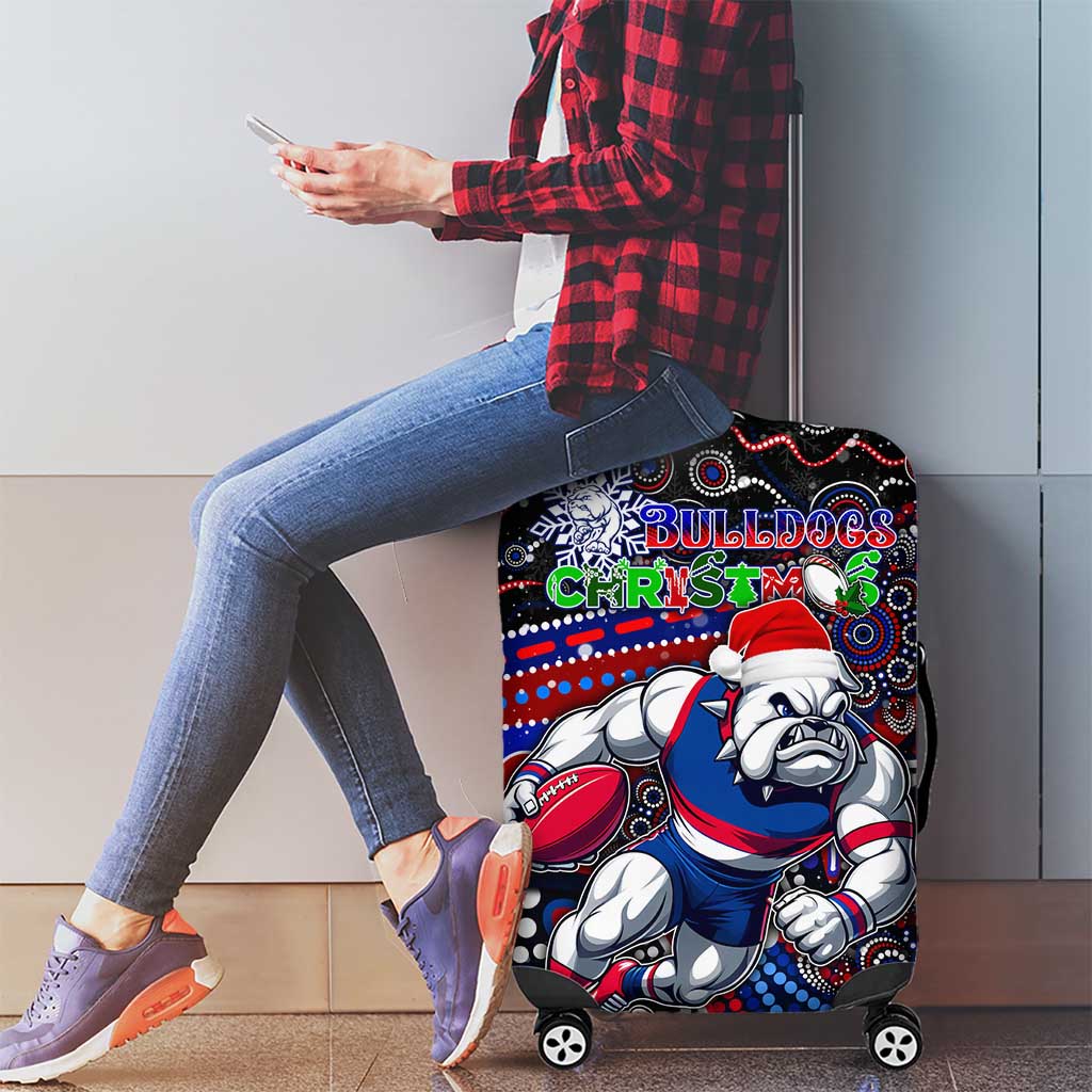 Merry Christmas AFL Bulldogs Luggage Cover Aboriginal Santa Football Mascot