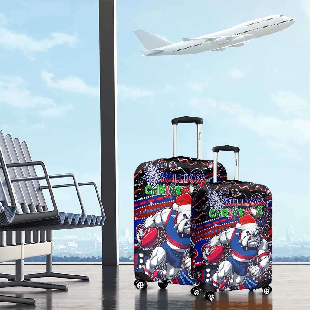 Merry Christmas AFL Bulldogs Luggage Cover Aboriginal Santa Football Mascot