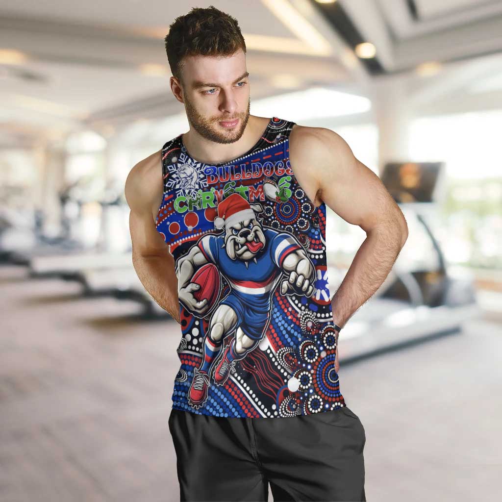 Merry Christmas AFL Bulldogs Men Tank Top Aboriginal Santa Football Mascot