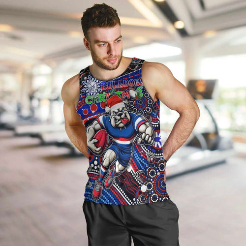 Merry Christmas AFL Bulldogs Men Tank Top Aboriginal Santa Football Mascot