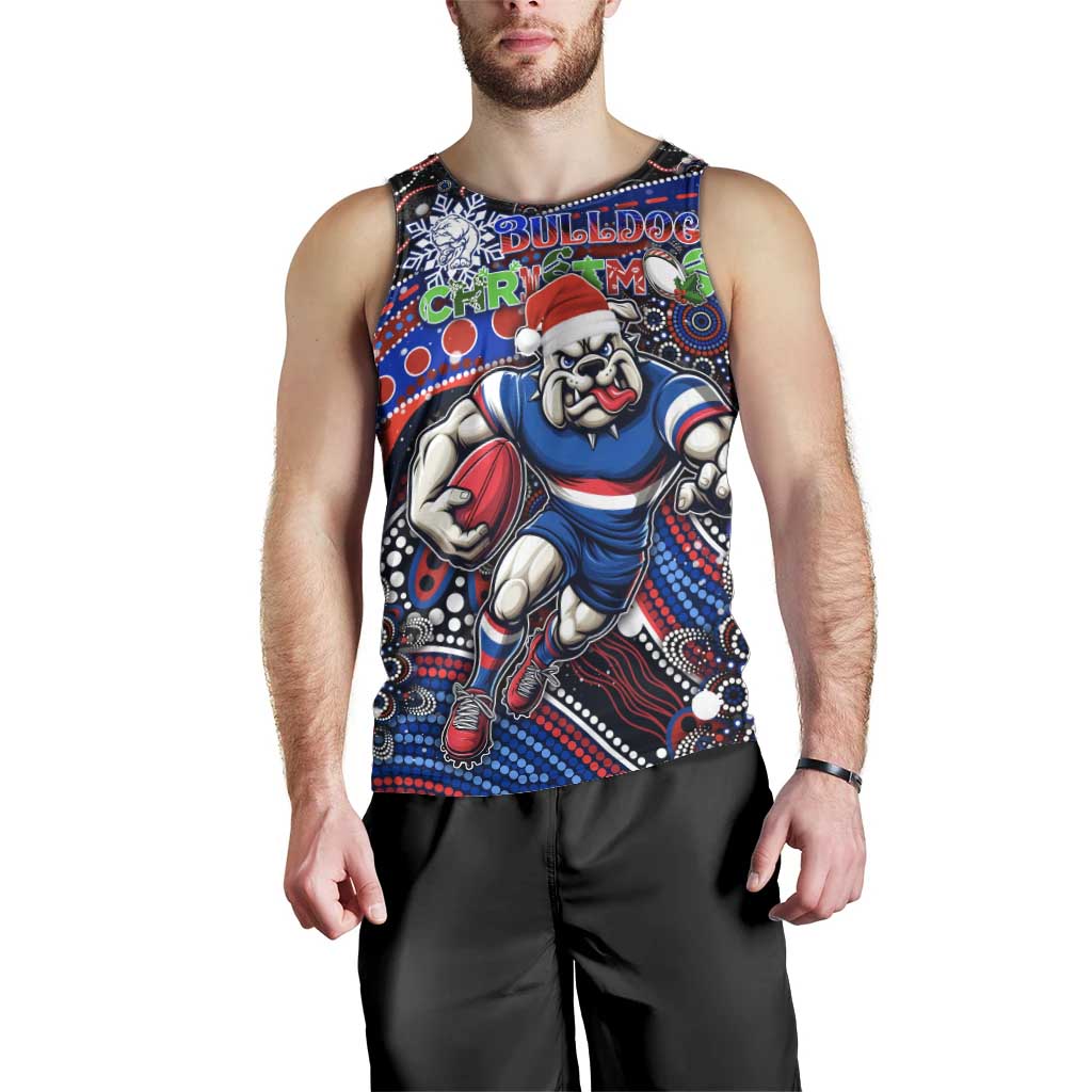 Merry Christmas AFL Bulldogs Men Tank Top Aboriginal Santa Football Mascot