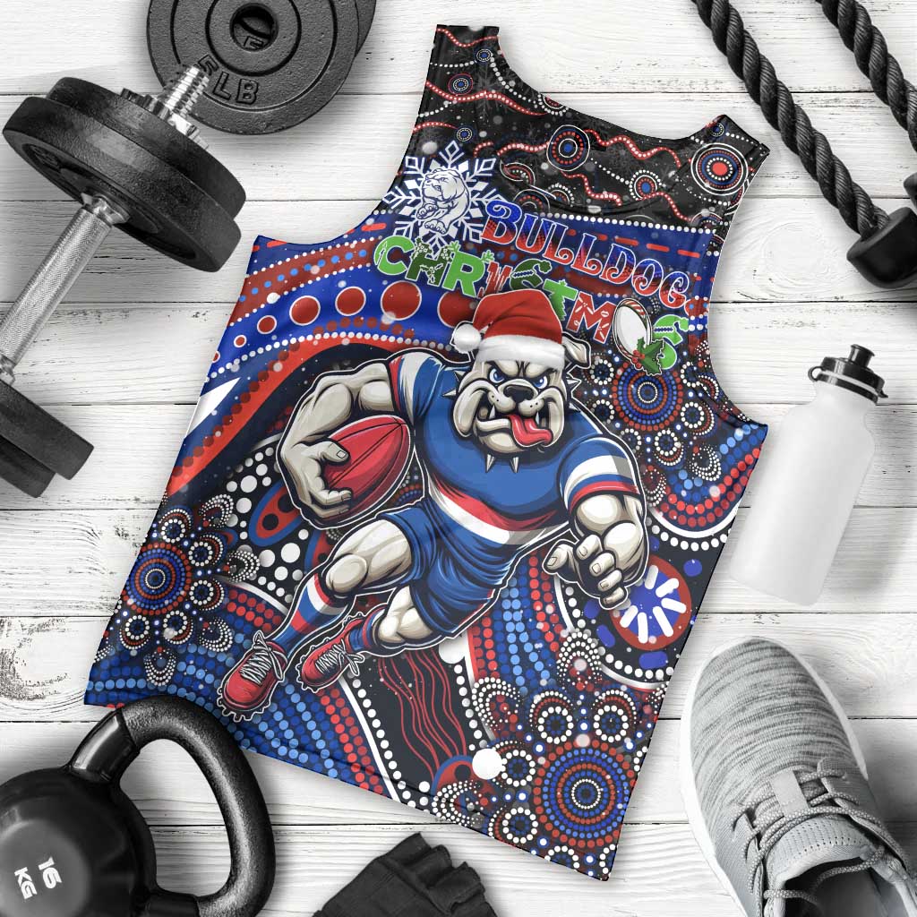 Merry Christmas AFL Bulldogs Men Tank Top Aboriginal Santa Football Mascot