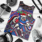 Merry Christmas AFL Bulldogs Men Tank Top Aboriginal Santa Football Mascot