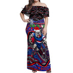 Merry Christmas AFL Bulldogs Off Shoulder Maxi Dress Aboriginal Santa Football Mascot
