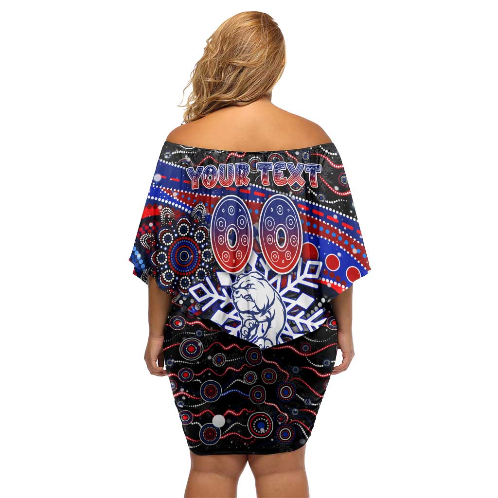 Merry Christmas AFL Bulldogs Off Shoulder Short Dress Aboriginal Santa Football Mascot