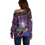 Merry Christmas AFL Bulldogs Off Shoulder Sweater Aboriginal Santa Football Mascot