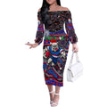 Merry Christmas AFL Bulldogs Off The Shoulder Long Sleeve Dress Aboriginal Santa Football Mascot