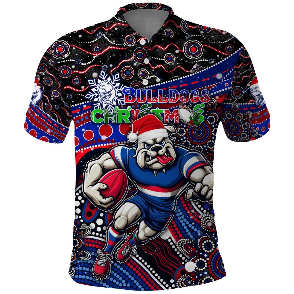 Merry Christmas AFL Bulldogs Polo Shirt Aboriginal Santa Football Mascot
