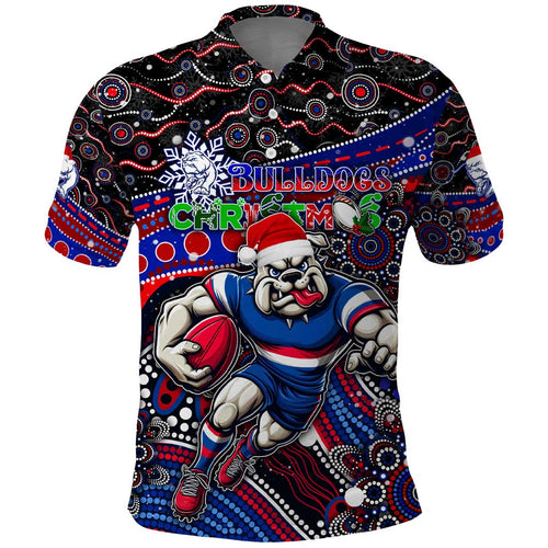 Merry Christmas AFL Bulldogs Polo Shirt Aboriginal Santa Football Mascot
