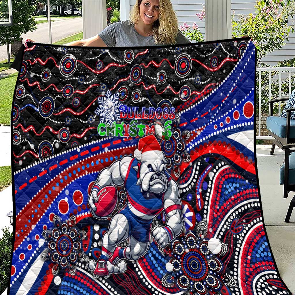 Merry Christmas AFL Bulldogs Quilt Aboriginal Santa Football Mascot