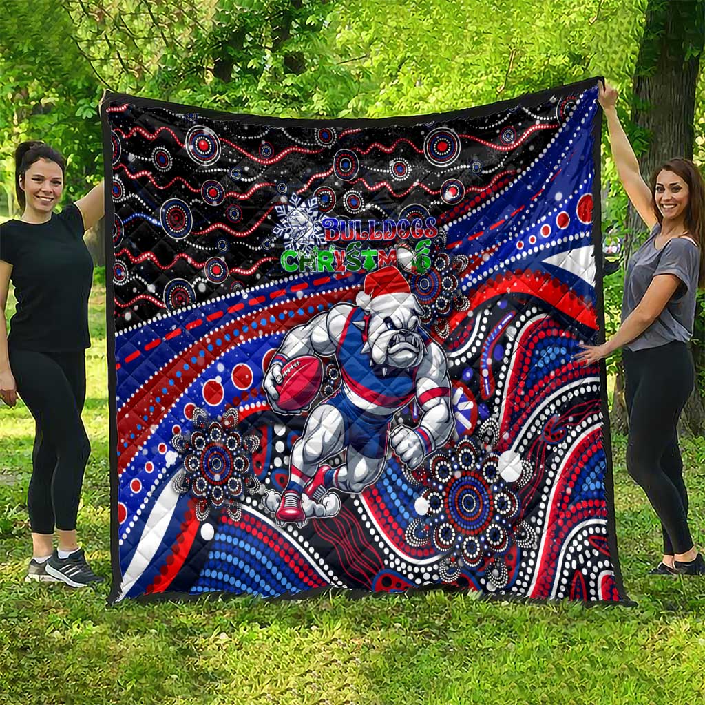 Merry Christmas AFL Bulldogs Quilt Aboriginal Santa Football Mascot