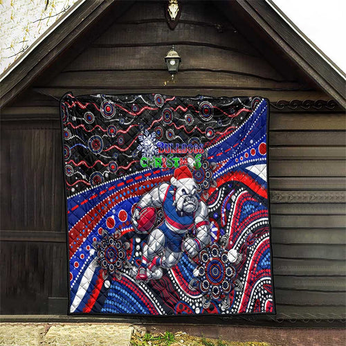 Merry Christmas AFL Bulldogs Quilt Aboriginal Santa Football Mascot
