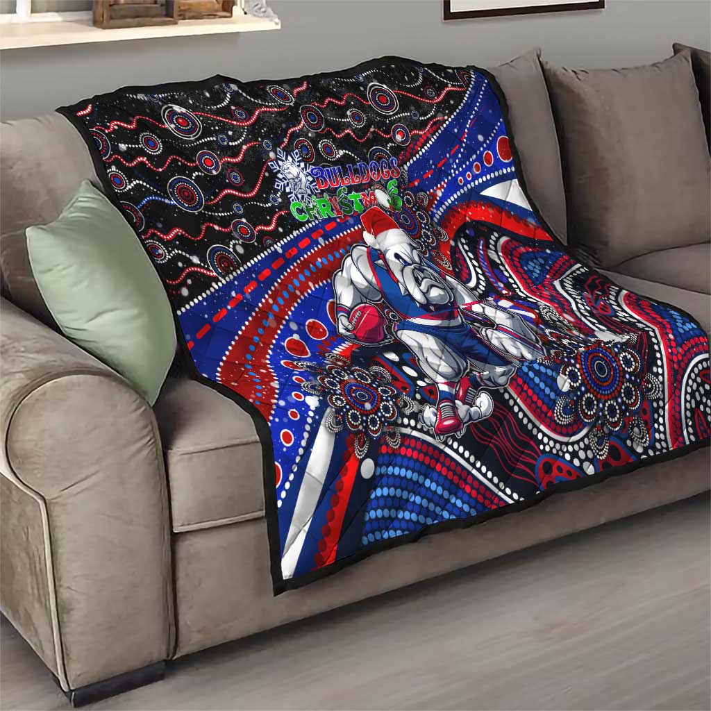 Merry Christmas AFL Bulldogs Quilt Aboriginal Santa Football Mascot