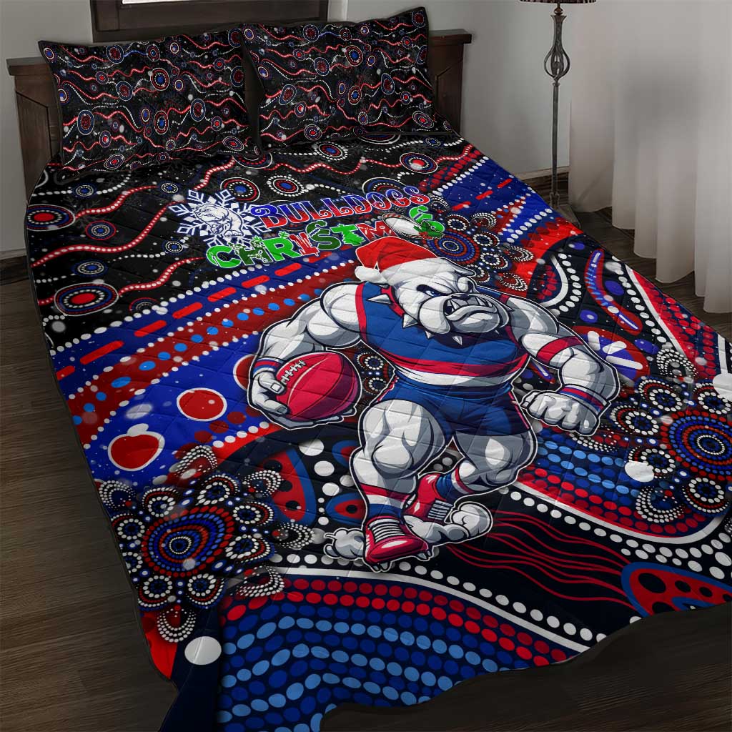 Merry Christmas AFL Bulldogs Quilt Bed Set Aboriginal Santa Football Mascot