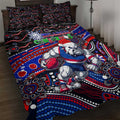 Merry Christmas AFL Bulldogs Quilt Bed Set Aboriginal Santa Football Mascot