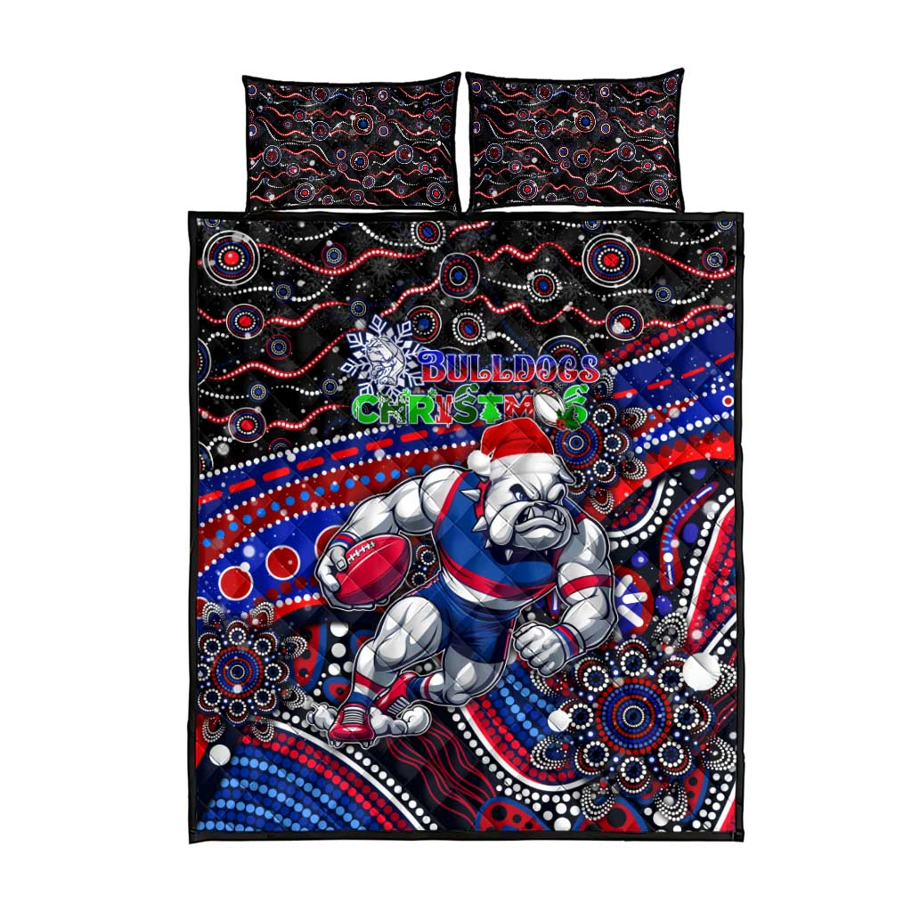 Merry Christmas AFL Bulldogs Quilt Bed Set Aboriginal Santa Football Mascot