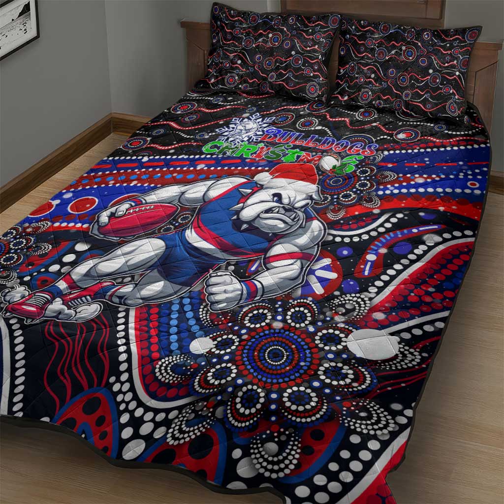 Merry Christmas AFL Bulldogs Quilt Bed Set Aboriginal Santa Football Mascot