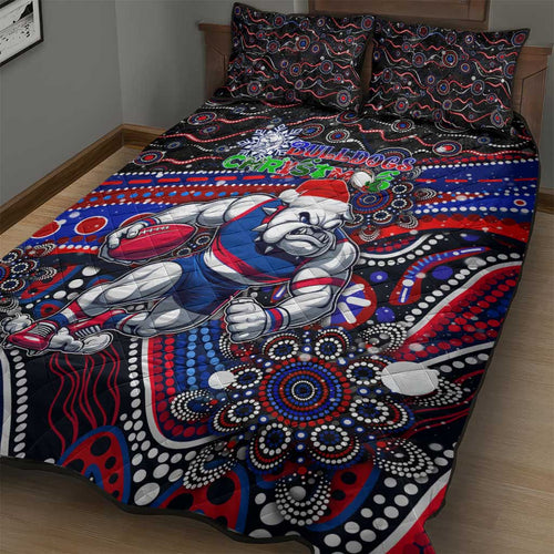 Merry Christmas AFL Bulldogs Quilt Bed Set Aboriginal Santa Football Mascot