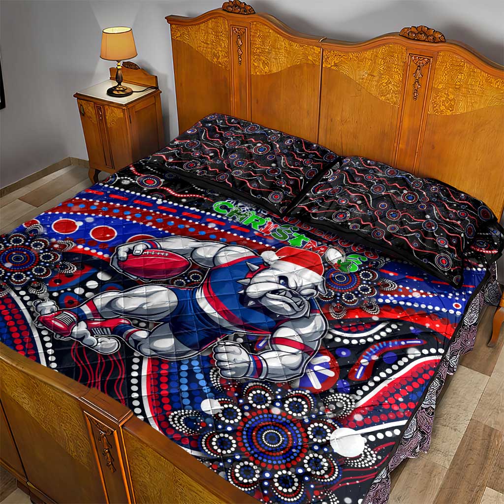 Merry Christmas AFL Bulldogs Quilt Bed Set Aboriginal Santa Football Mascot