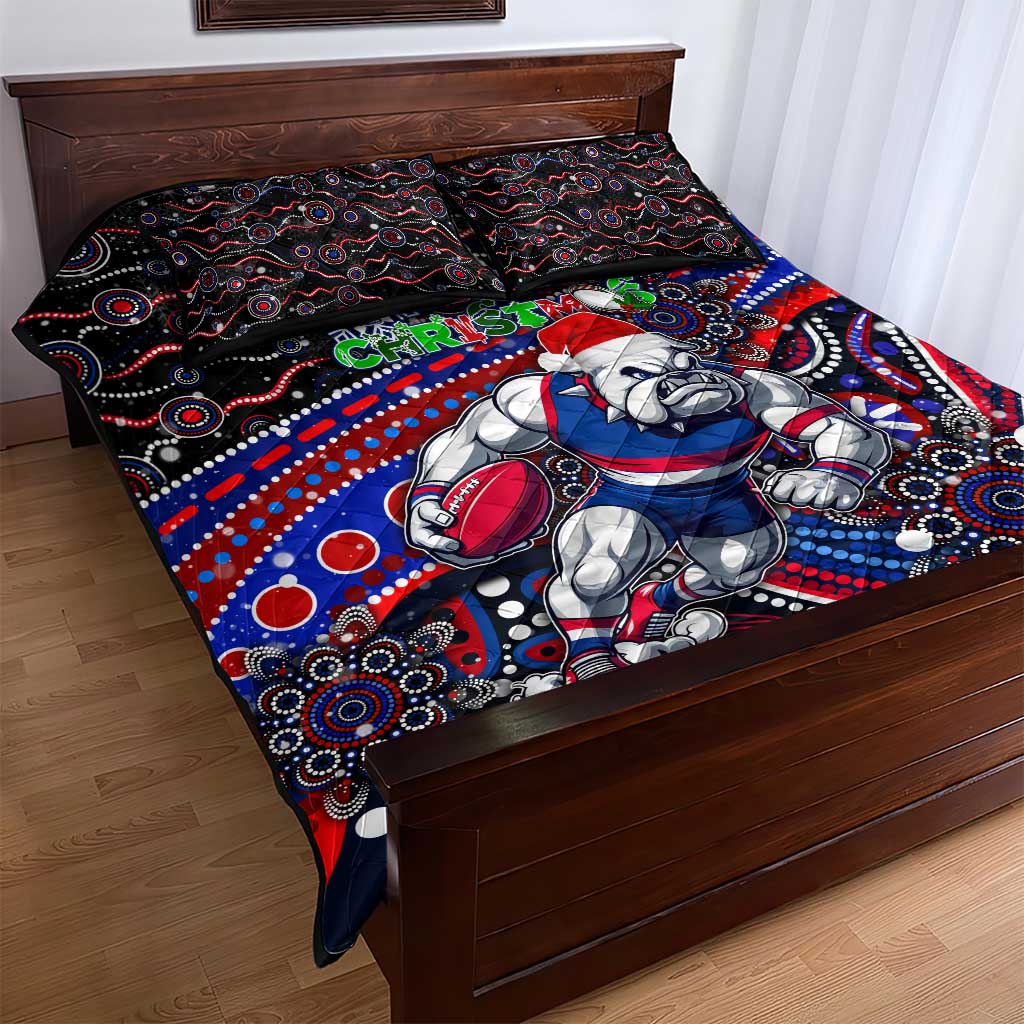 Merry Christmas AFL Bulldogs Quilt Bed Set Aboriginal Santa Football Mascot