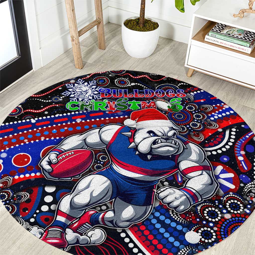 Merry Christmas AFL Bulldogs Round Carpet Aboriginal Santa Football Mascot