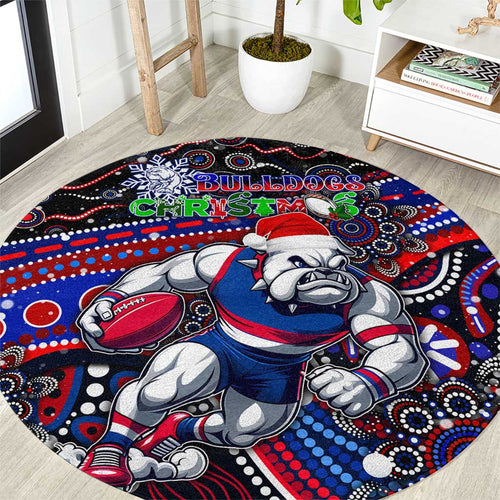 Merry Christmas AFL Bulldogs Round Carpet Aboriginal Santa Football Mascot