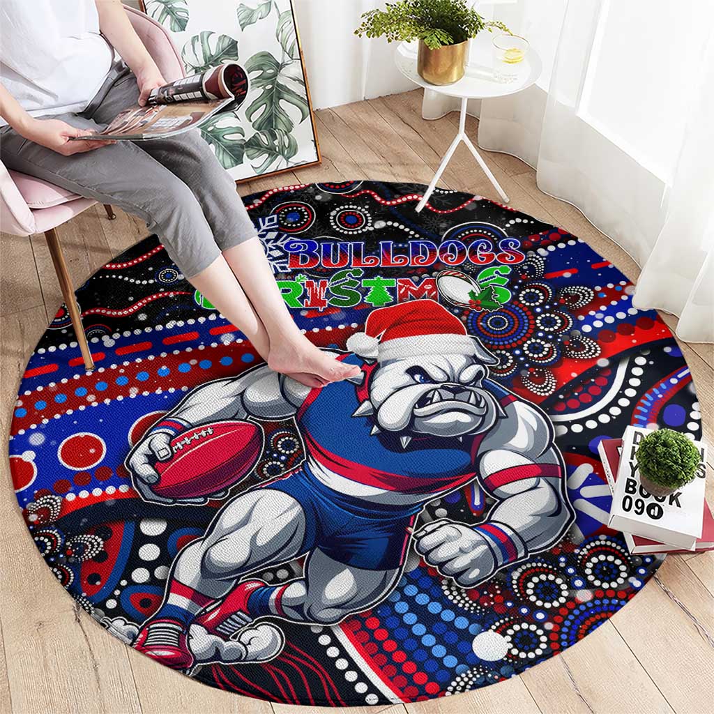 Merry Christmas AFL Bulldogs Round Carpet Aboriginal Santa Football Mascot
