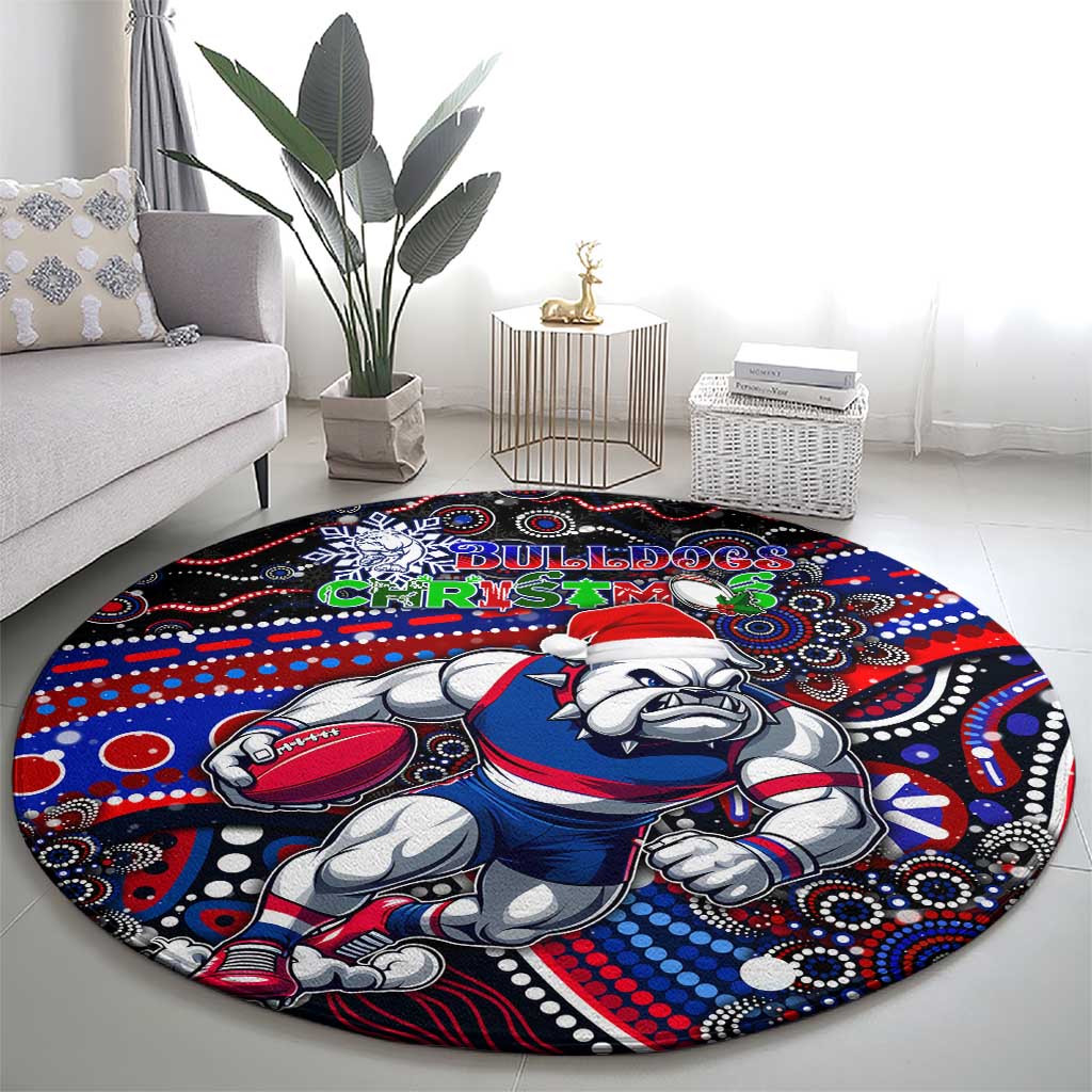 Merry Christmas AFL Bulldogs Round Carpet Aboriginal Santa Football Mascot