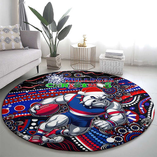 Merry Christmas AFL Bulldogs Round Carpet Aboriginal Santa Football Mascot