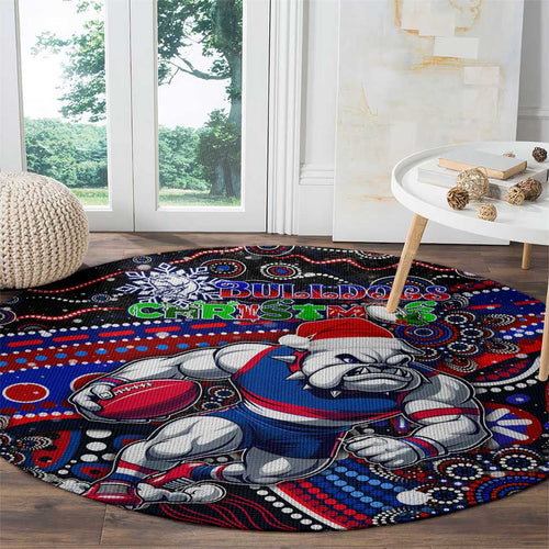 Merry Christmas AFL Bulldogs Round Carpet Aboriginal Santa Football Mascot