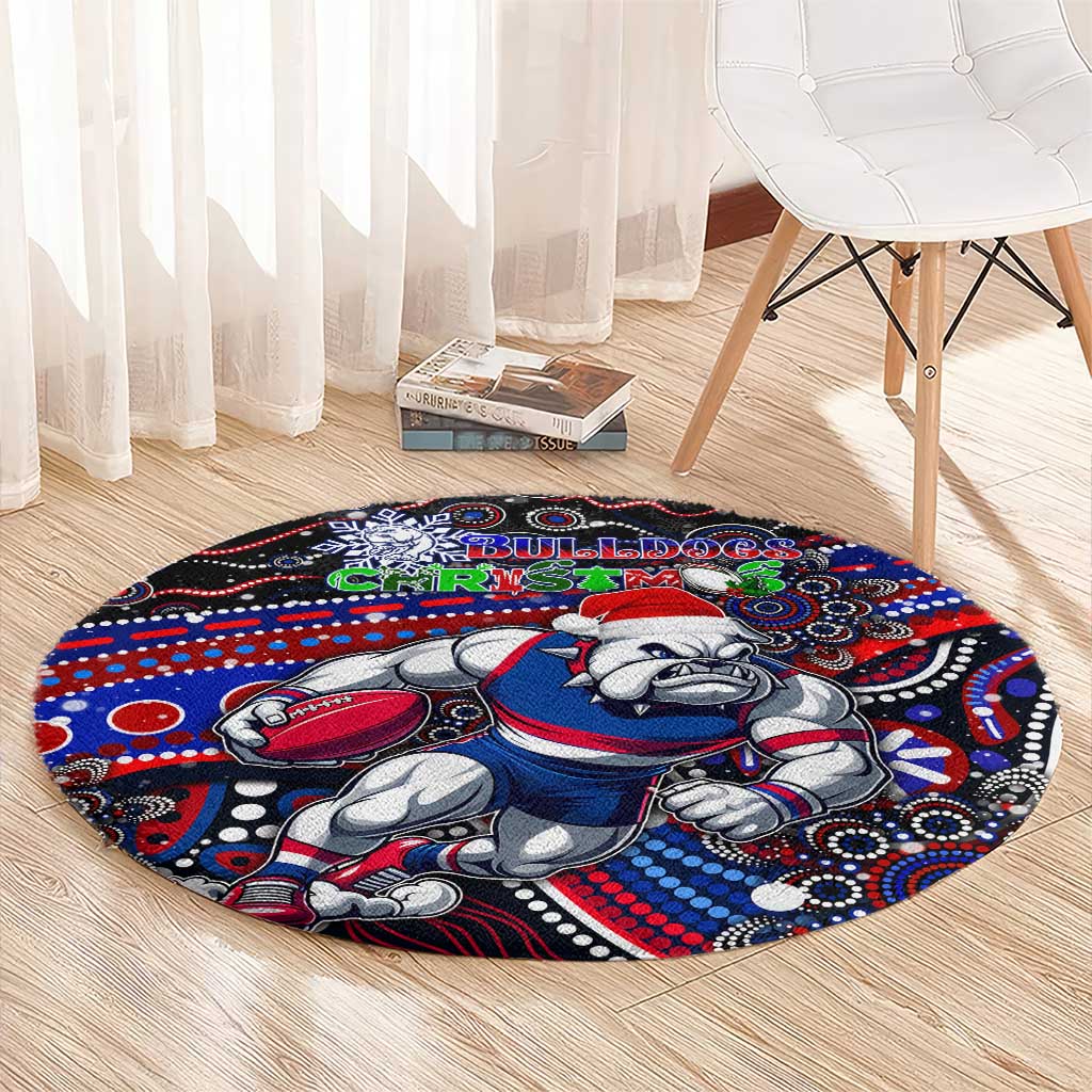 Merry Christmas AFL Bulldogs Round Carpet Aboriginal Santa Football Mascot