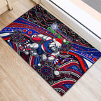 Merry Christmas AFL Bulldogs Rubber Doormat Aboriginal Santa Football Mascot