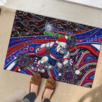 Merry Christmas AFL Bulldogs Rubber Doormat Aboriginal Santa Football Mascot