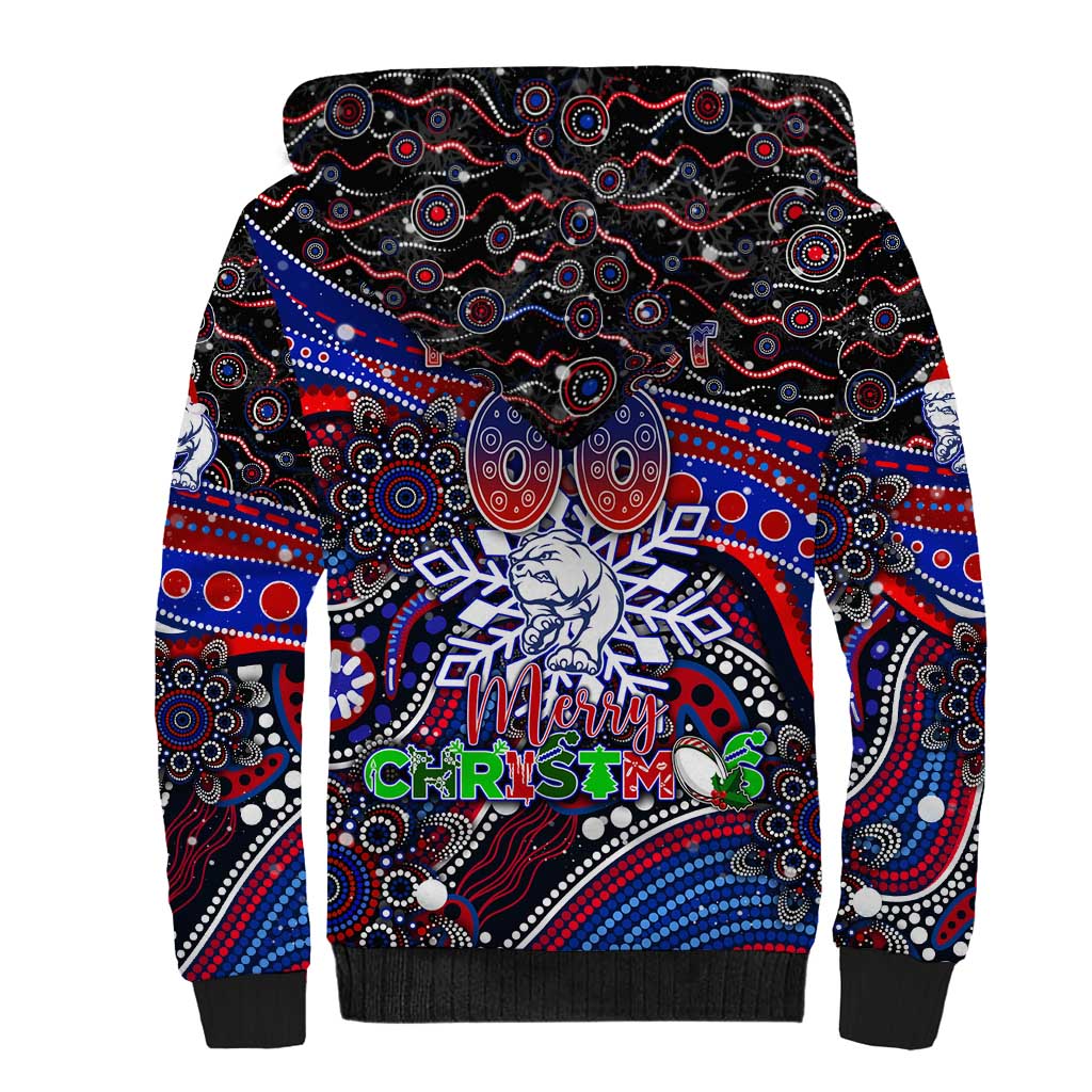 Merry Christmas AFL Bulldogs Sherpa Hoodie Aboriginal Santa Football Mascot
