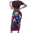 Merry Christmas AFL Bulldogs Short Sleeve Bodycon Dress Aboriginal Santa Football Mascot
