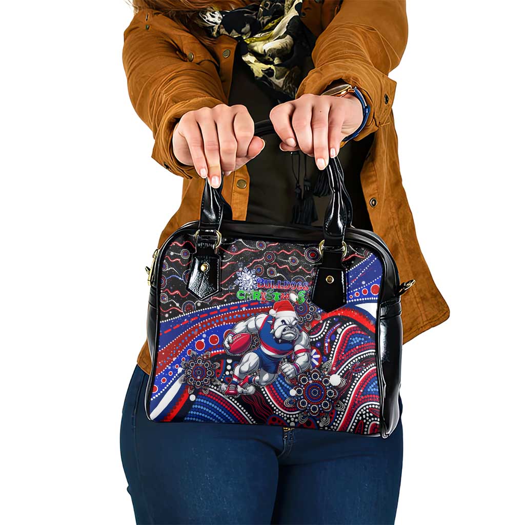 Merry Christmas AFL Bulldogs Shoulder Handbag Aboriginal Santa Football Mascot