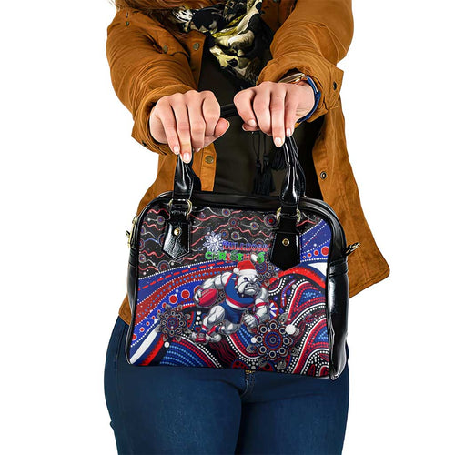 Merry Christmas AFL Bulldogs Shoulder Handbag Aboriginal Santa Football Mascot