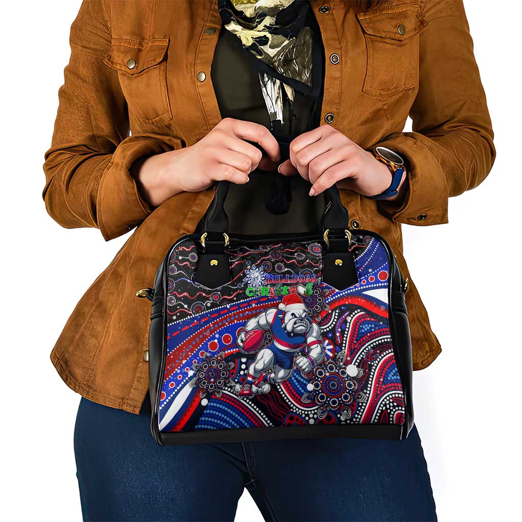 Merry Christmas AFL Bulldogs Shoulder Handbag Aboriginal Santa Football Mascot