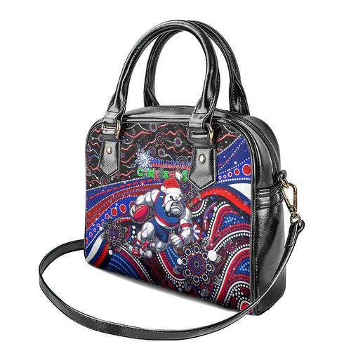 Merry Christmas AFL Bulldogs Shoulder Handbag Aboriginal Santa Football Mascot