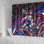 Merry Christmas AFL Bulldogs Shower Curtain Aboriginal Santa Football Mascot
