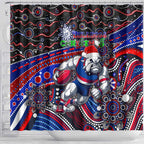 Merry Christmas AFL Bulldogs Shower Curtain Aboriginal Santa Football Mascot