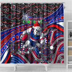 Merry Christmas AFL Bulldogs Shower Curtain Aboriginal Santa Football Mascot