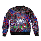 Merry Christmas AFL Bulldogs Sleeve Zip Bomber Jacket Aboriginal Santa Football Mascot