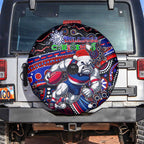 Merry Christmas AFL Bulldogs Spare Tire Cover Aboriginal Santa Football Mascot