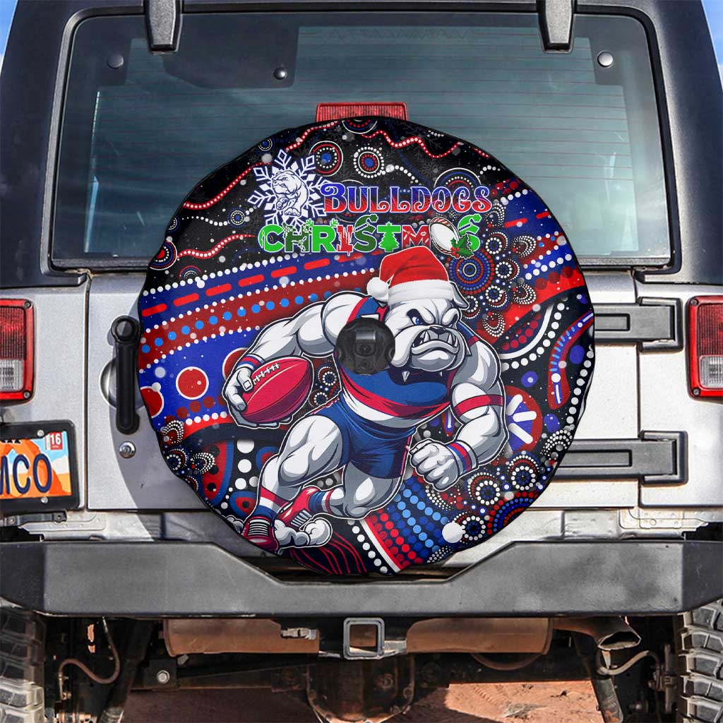 Merry Christmas AFL Bulldogs Spare Tire Cover Aboriginal Santa Football Mascot