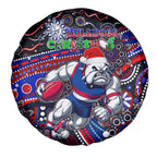 Merry Christmas AFL Bulldogs Spare Tire Cover Aboriginal Santa Football Mascot
