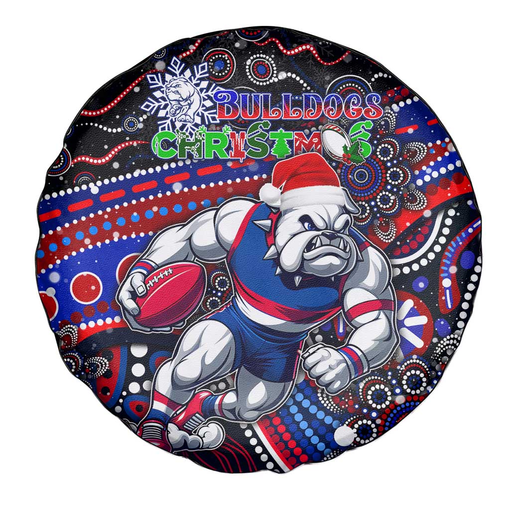 Merry Christmas AFL Bulldogs Spare Tire Cover Aboriginal Santa Football Mascot