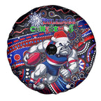 Merry Christmas AFL Bulldogs Spare Tire Cover Aboriginal Santa Football Mascot
