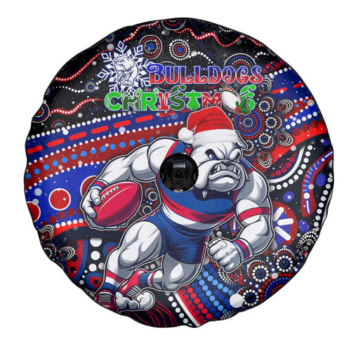 Merry Christmas AFL Bulldogs Spare Tire Cover Aboriginal Santa Football Mascot
